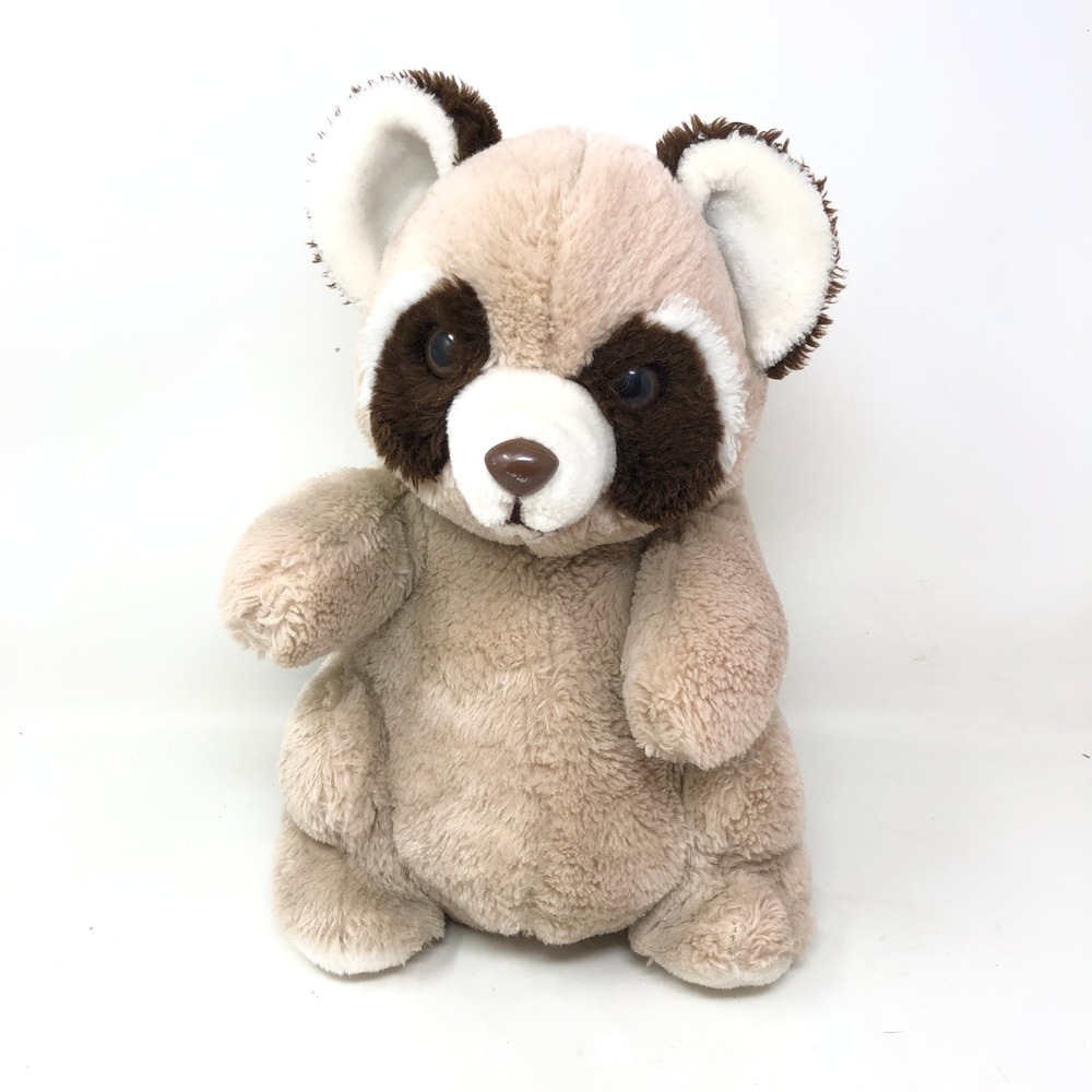 Vintage Daekor Raccoon Plush 13" Tan Brown Masked Stuffed Animal Woodland Retro